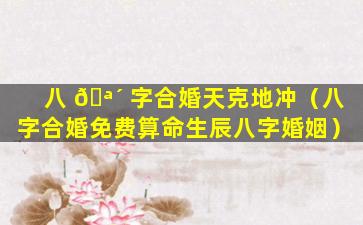 八 🪴 字合婚天克地冲（八字合婚免费算命生辰八字婚姻）